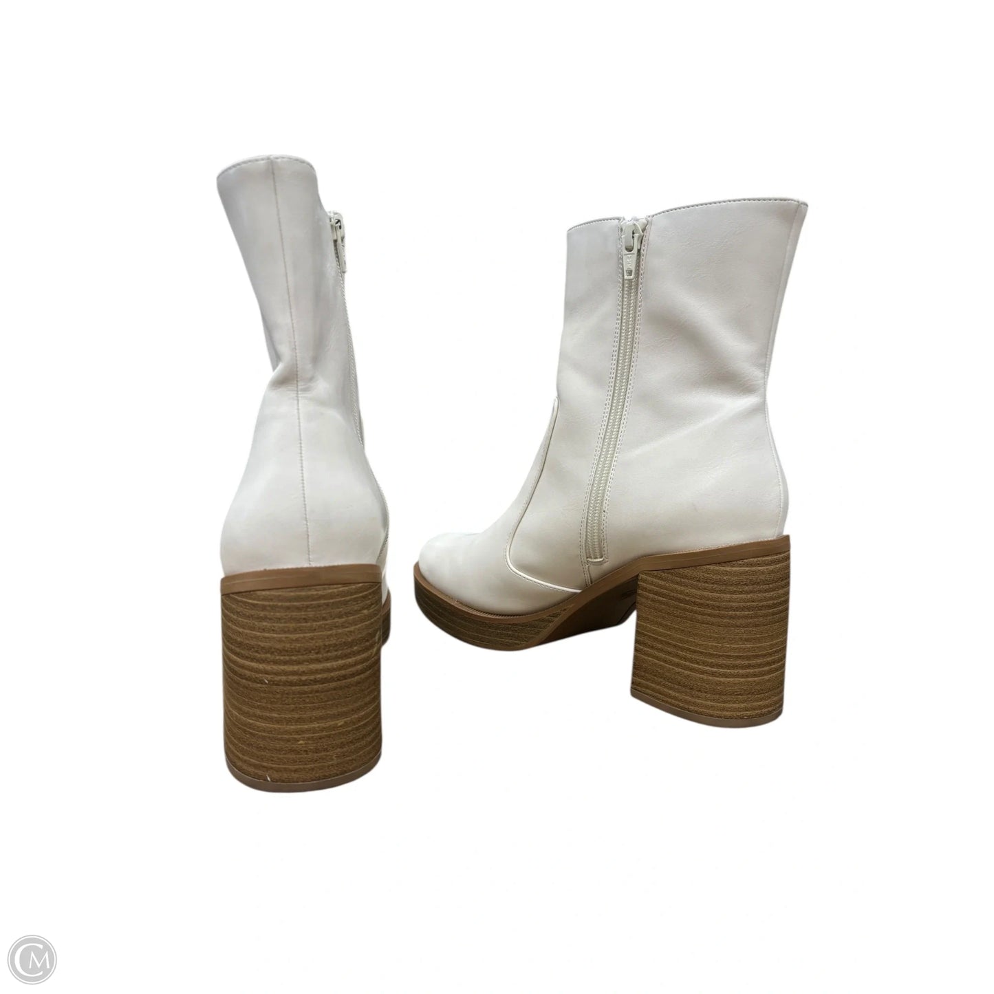 Boots Ankle Heels By Universal Thread In Cream & Tan, Size: 10