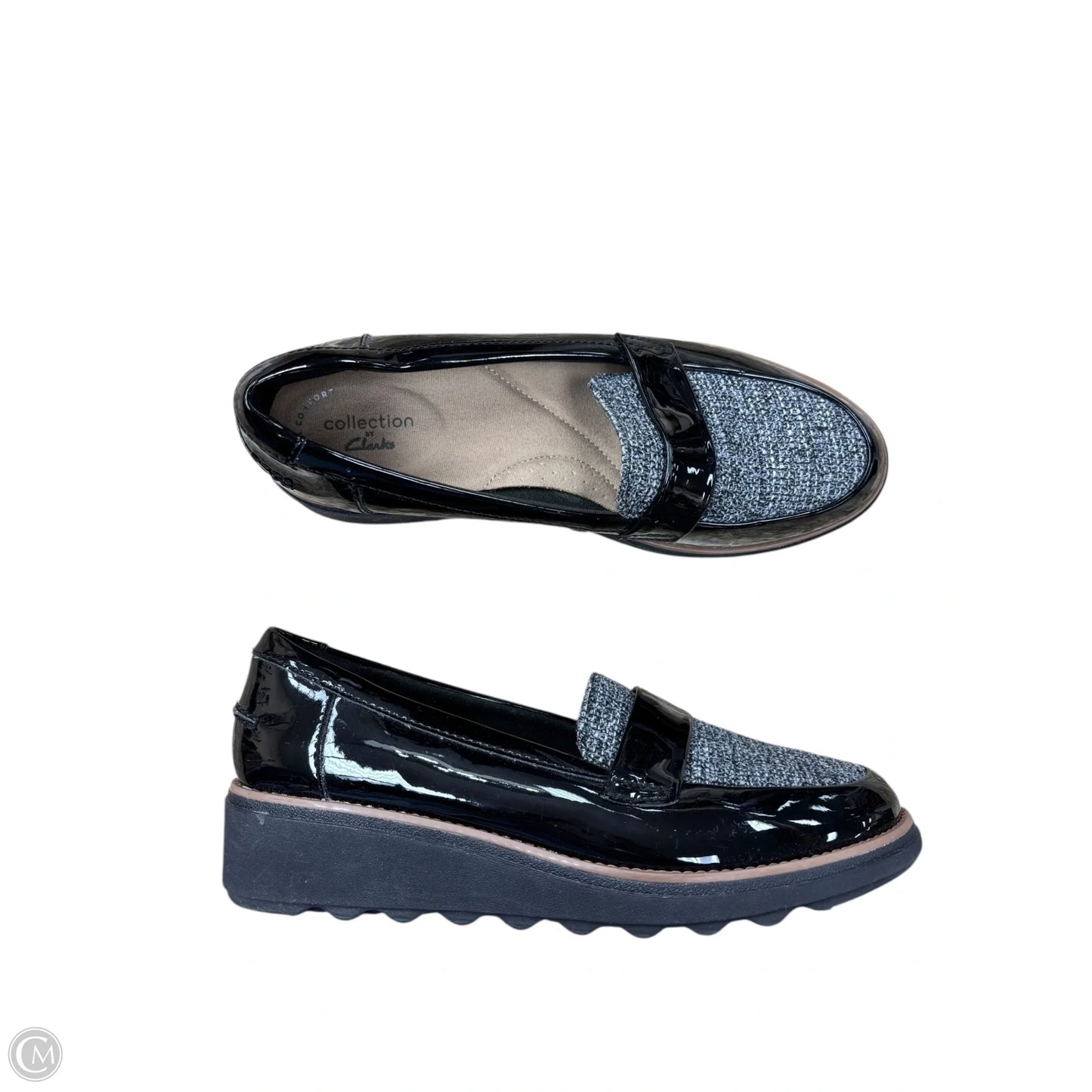 Shoes Flats By Clarks In Black & Grey, Size: 8