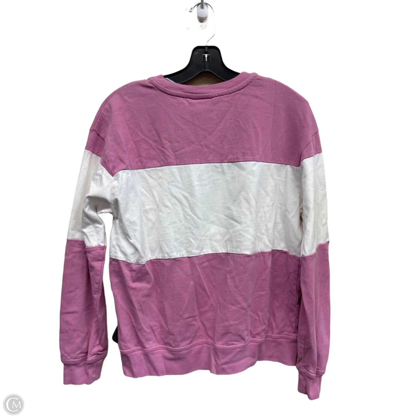 Athletic Top Long Sleeve Crewneck By Nike In Pink & White, Size: M