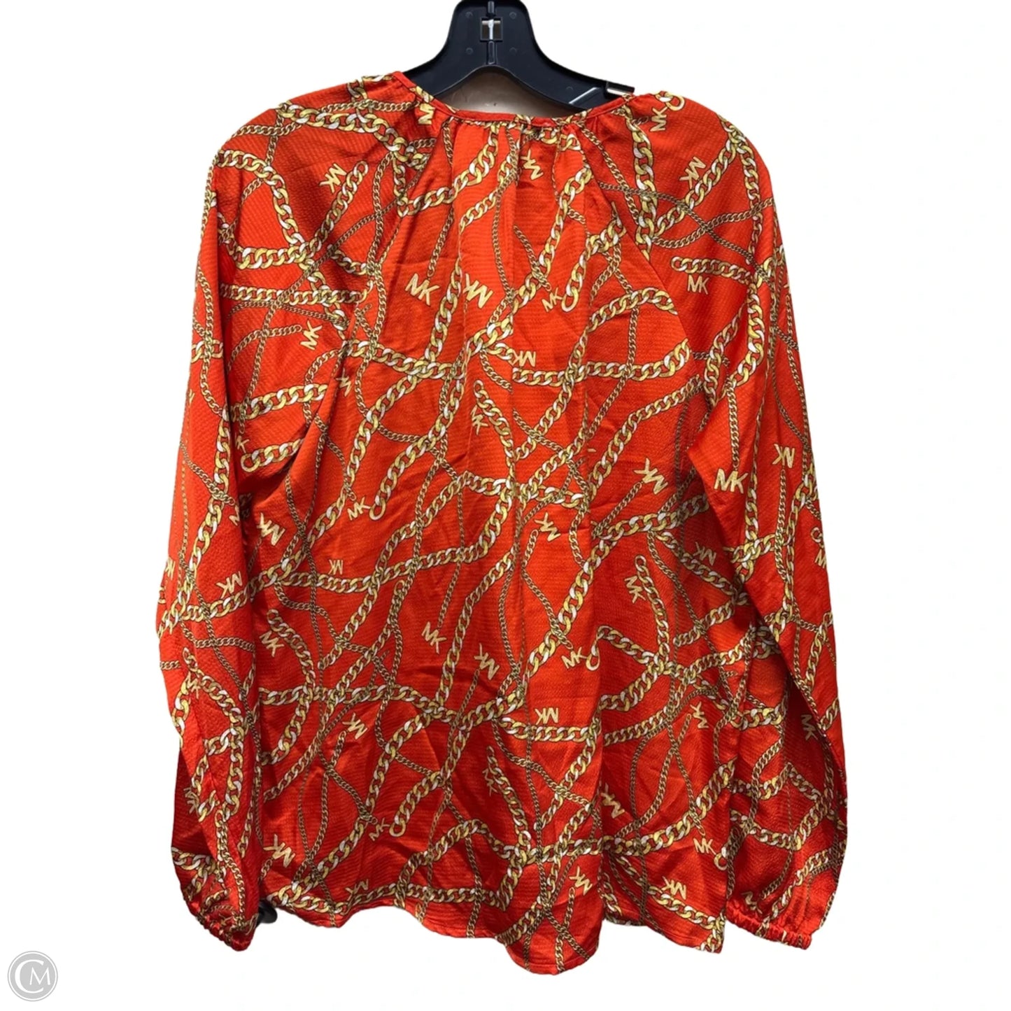 Top Long Sleeve By Michael By Michael Kors In Orange & Yellow, Size: L