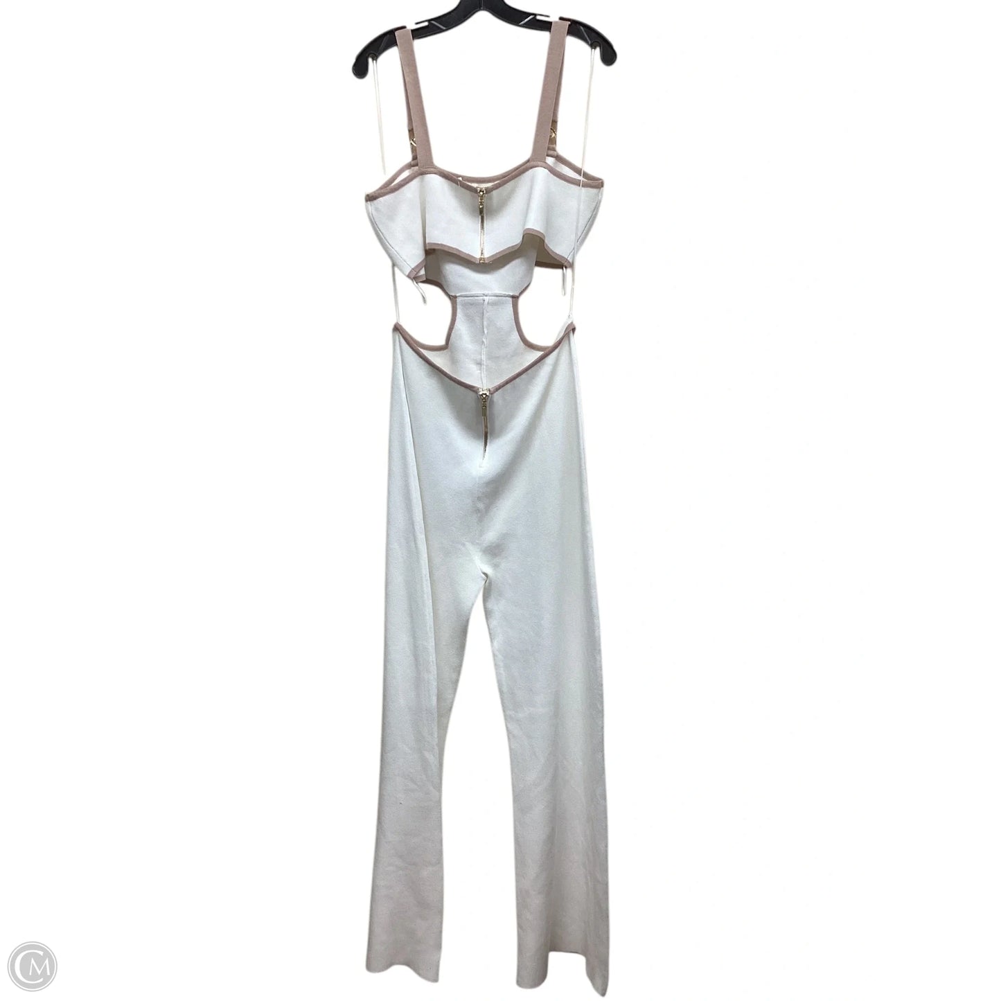 Jumpsuit By Clothes Mentor In Tan & White, Size: 1x