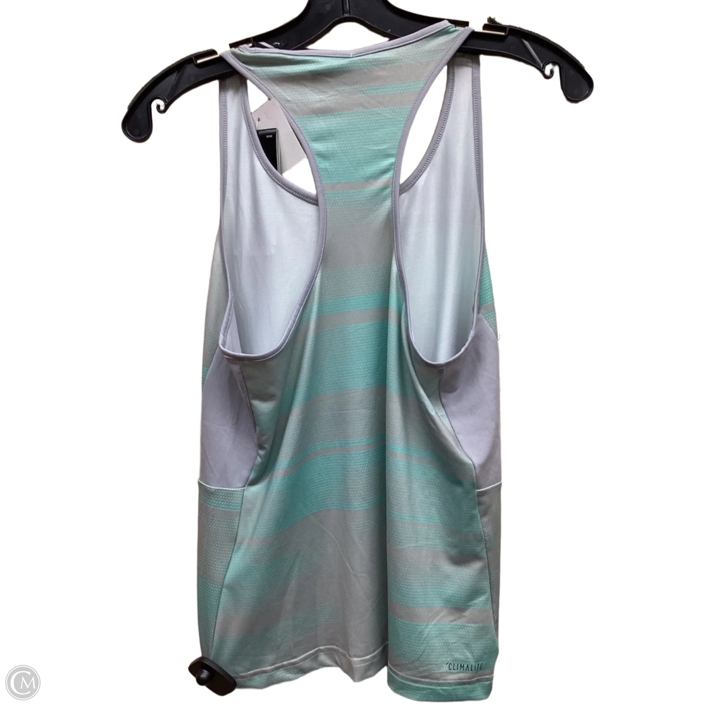 Athletic Tank Top By Adidas In Green & Grey, Size: M