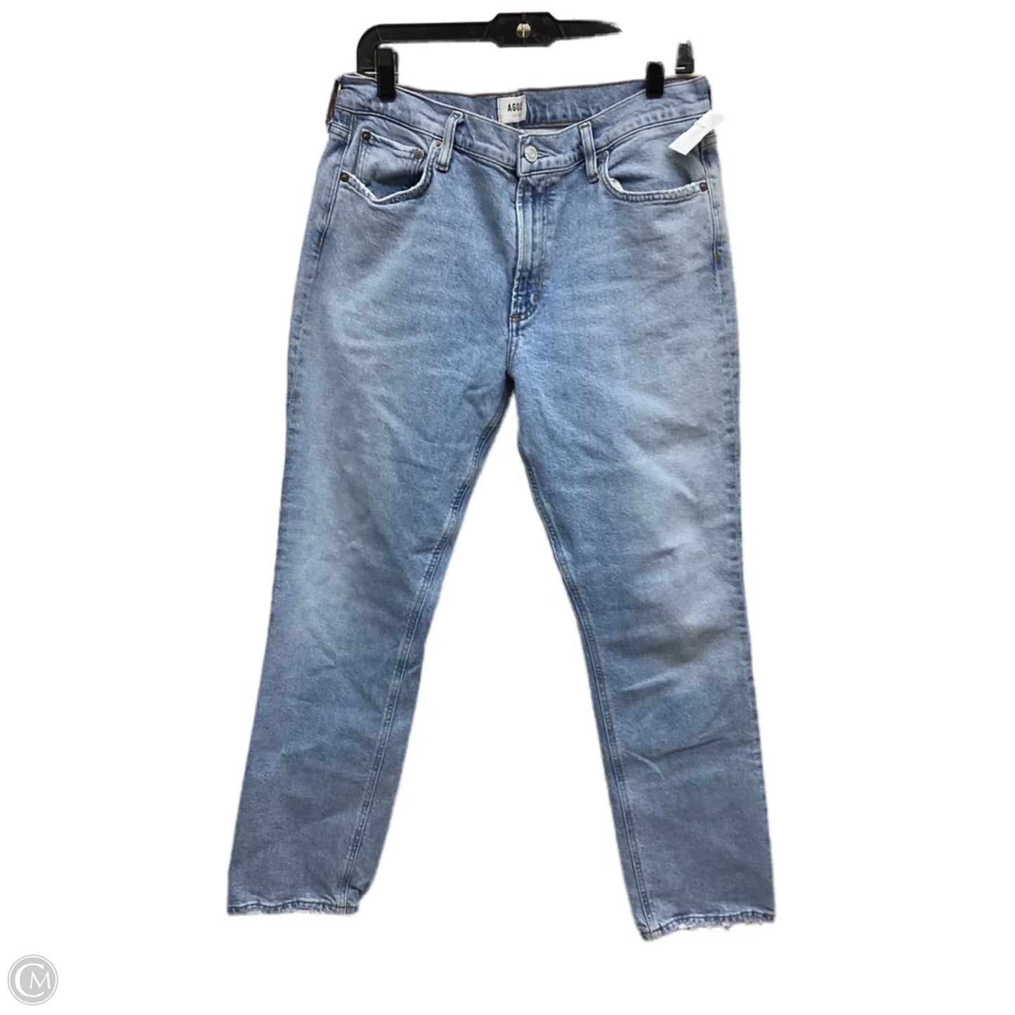 Jeans Straight By Agolde In Blue Denim, Size: 14