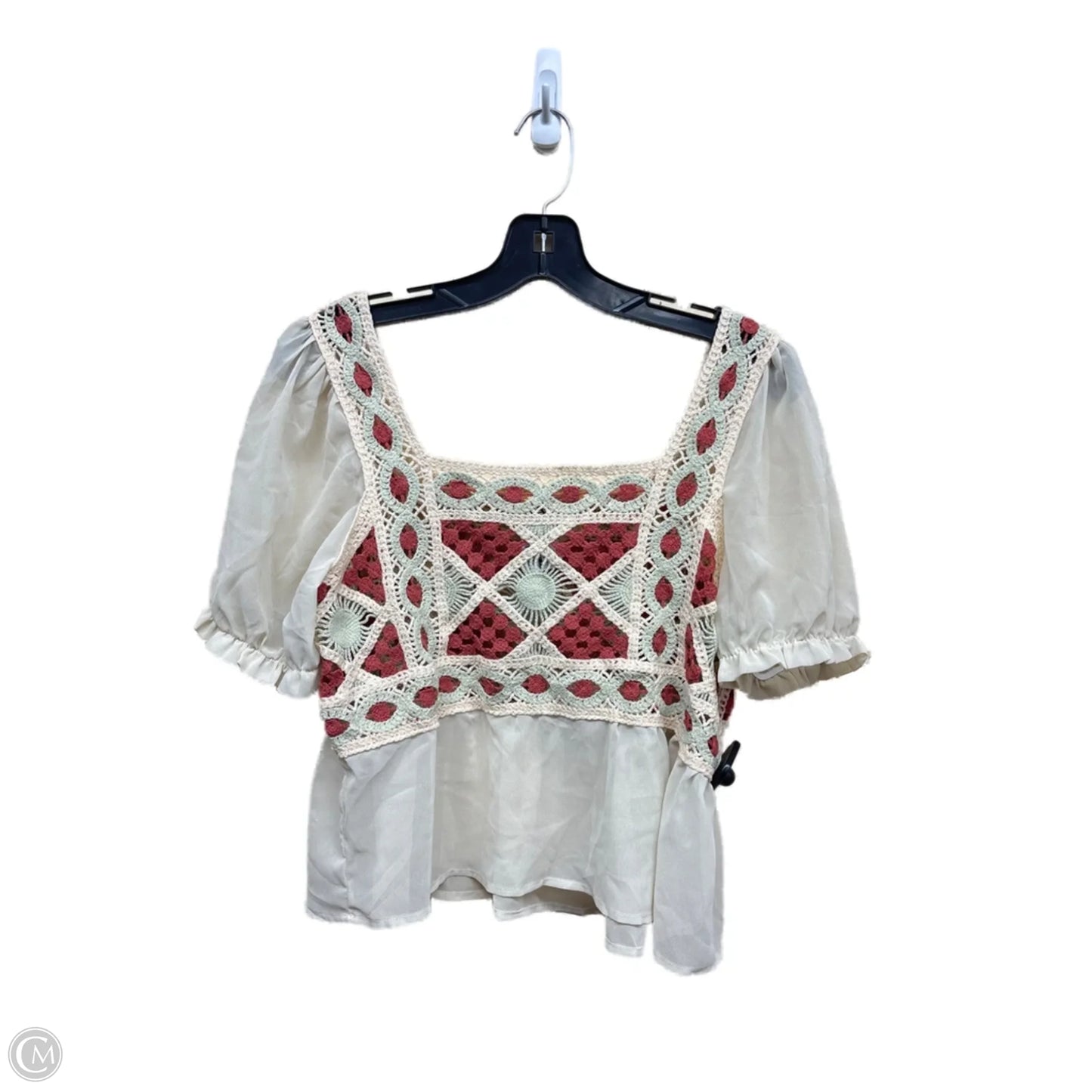 Top Short Sleeve By Clothes Mentor In Cream & Red, Size: M