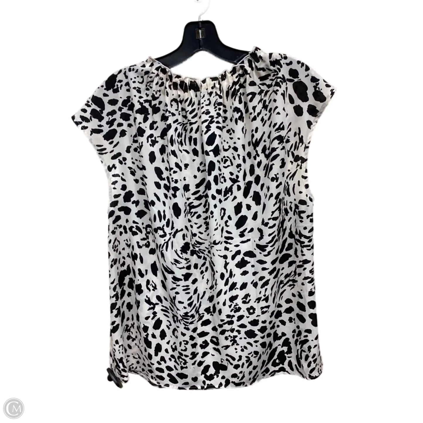 Top Short Sleeve By Ann Taylor In Black & Cream, Size: L