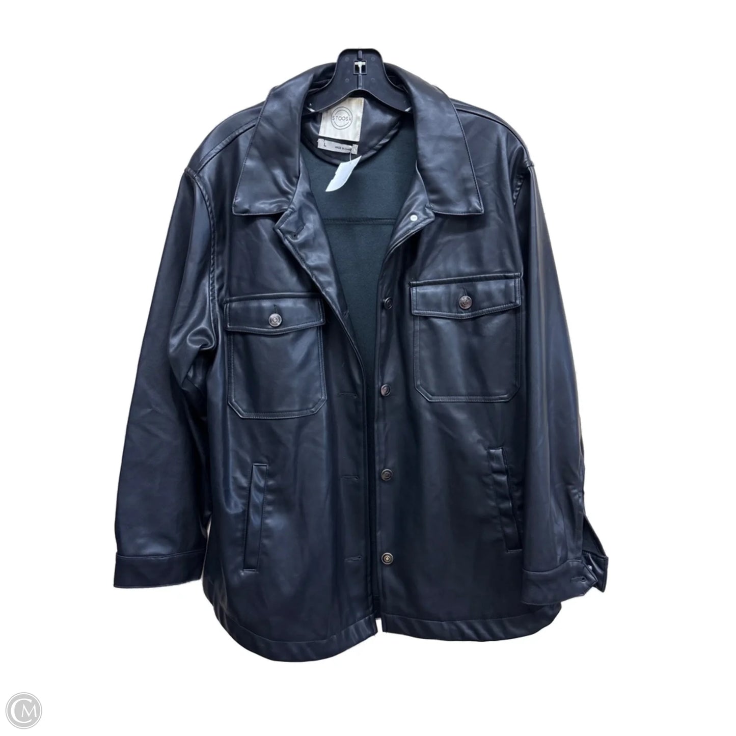 Jacket Shirt By Clothes Mentor In Black, Size: L