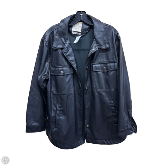 Jacket Shirt By Clothes Mentor In Black, Size: L