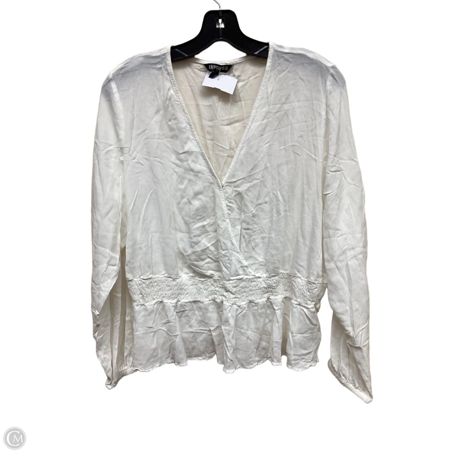 Top Long Sleeve By Express In White, Size: Xl