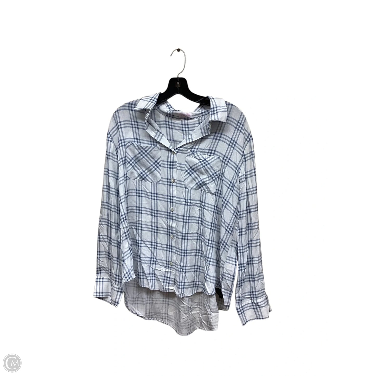 Top Long Sleeve By Pink Lily In Blue & White, Size: Xl