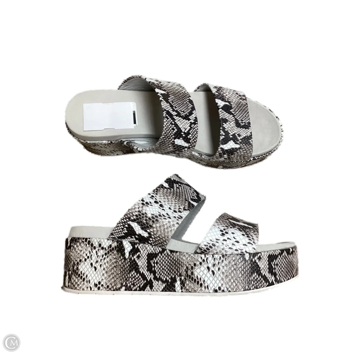 Sandals Heels Platform By J Slides In Snakeskin Print, Size: 8.5