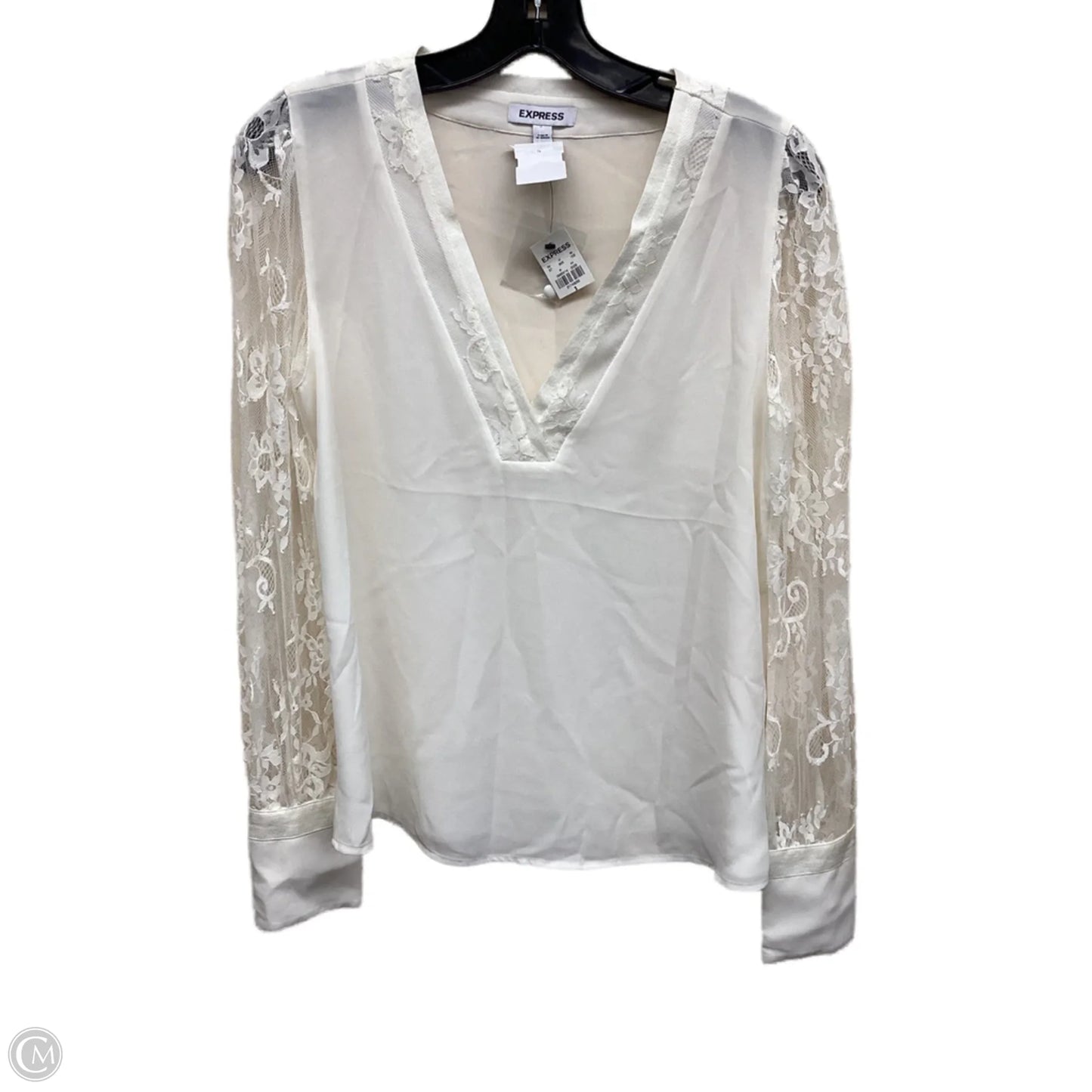 Top Long Sleeve By Express In White, Size: S