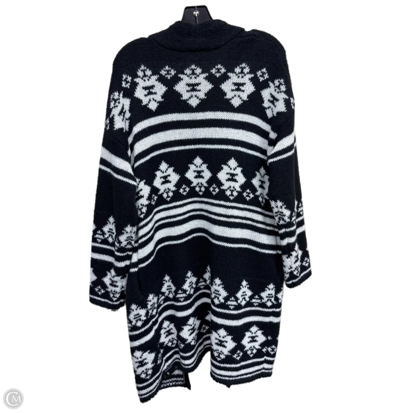 Sweater Cardigan By Knox Rose In Black & White, Size: M