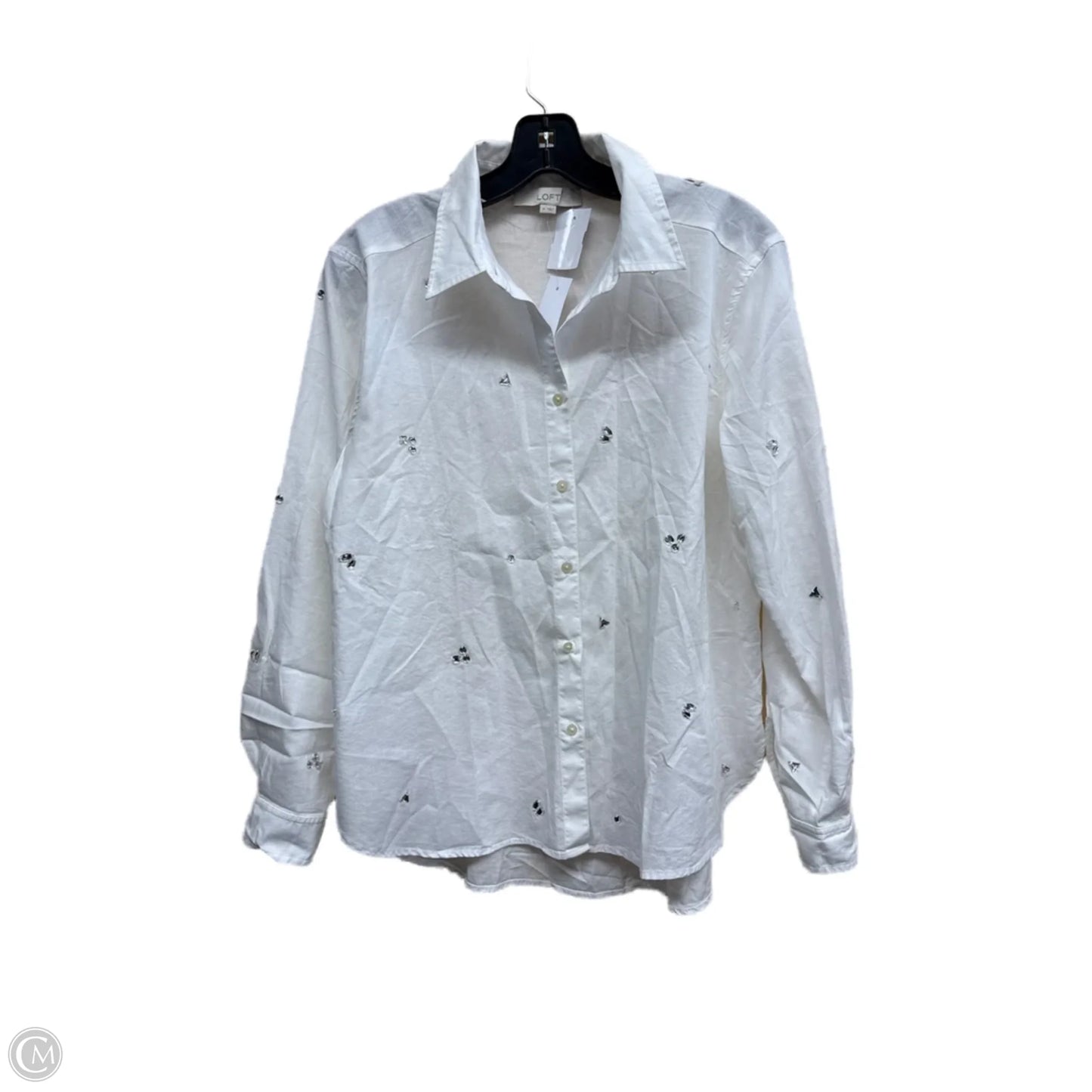 Top Long Sleeve By Loft In White, Size: M