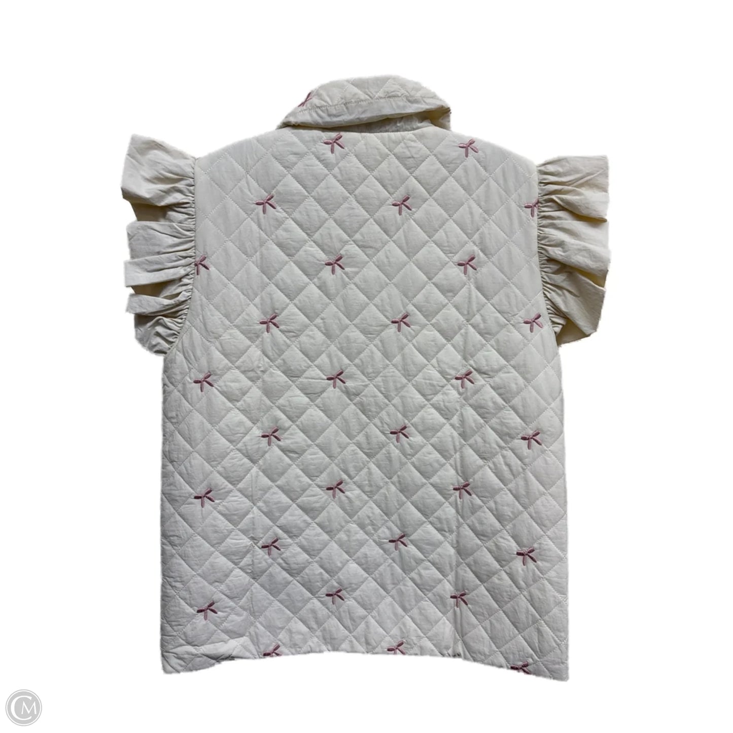 Vest Puffer & Quilted By Umgee In Cream & Pink, Size: S