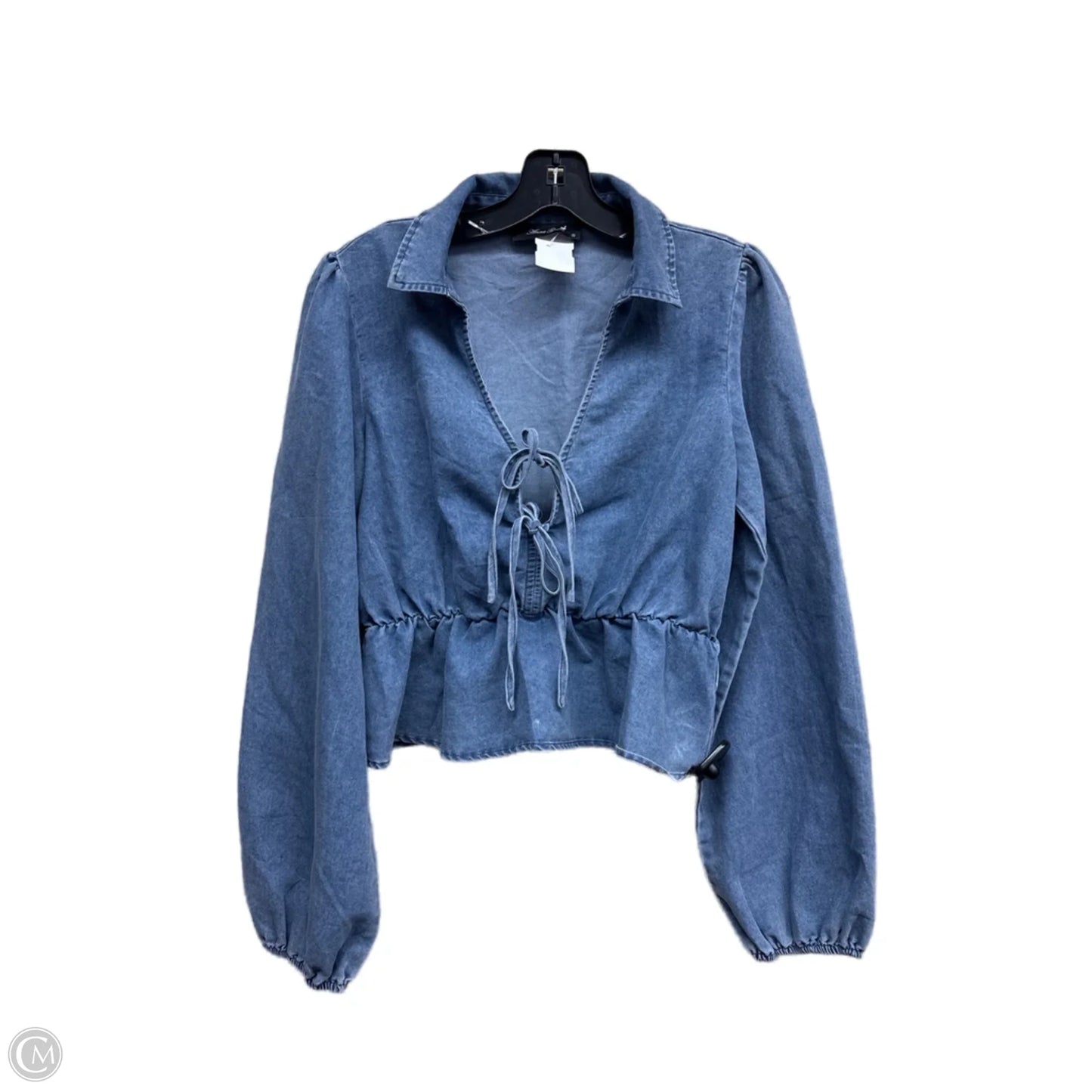 Top Long Sleeve By Anna Grace In Blue Denim, Size: S