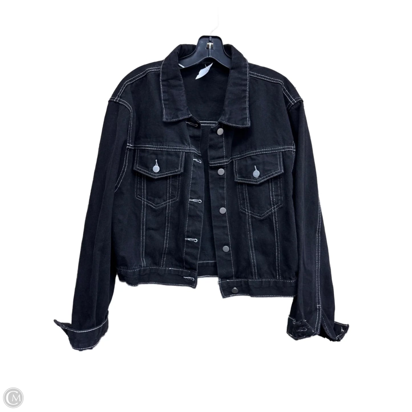 Jacket Denim By Shein In Black Denim, Size: L