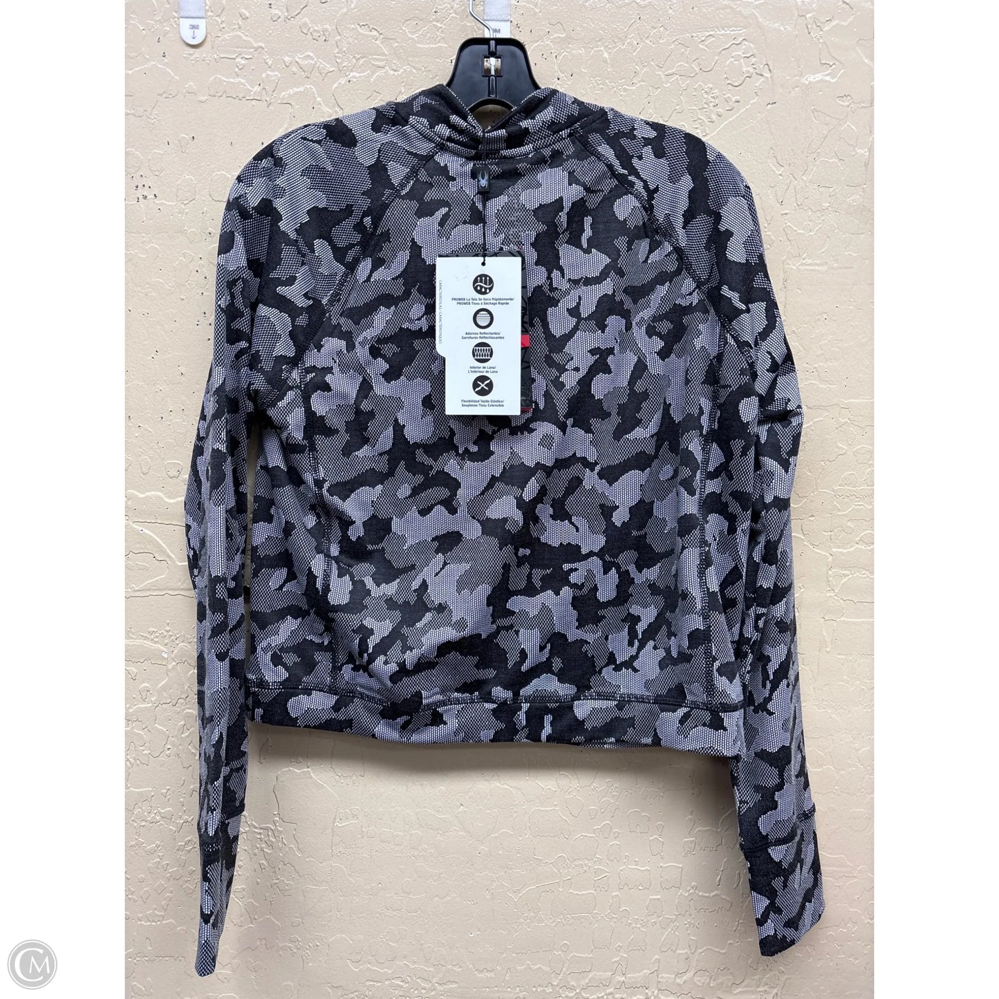 Athletic Top Long Sleeve Collar By Spyder In Camouflage Print, Size: M