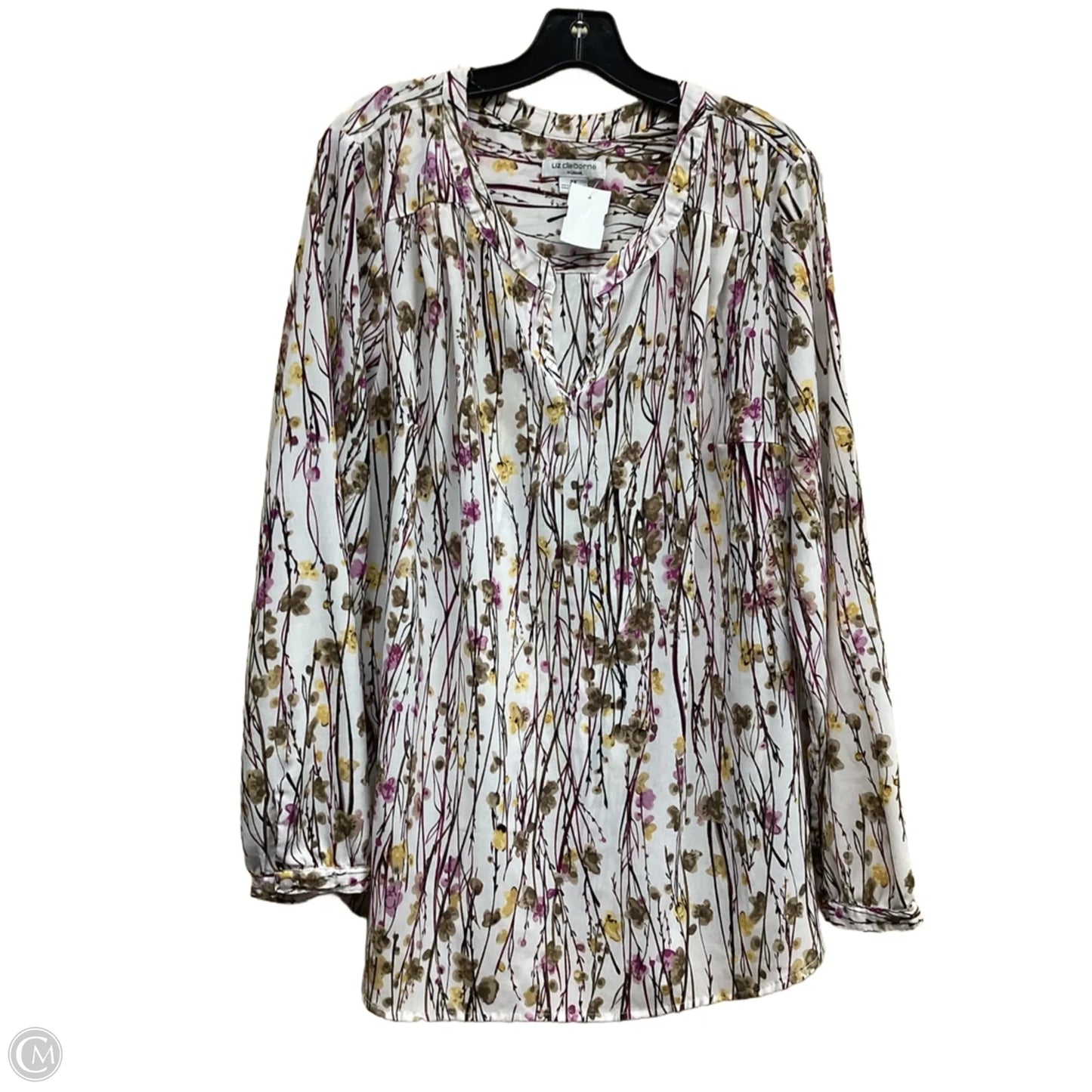 Top Long Sleeve By Liz Claiborne In Floral Print, Size: 2x