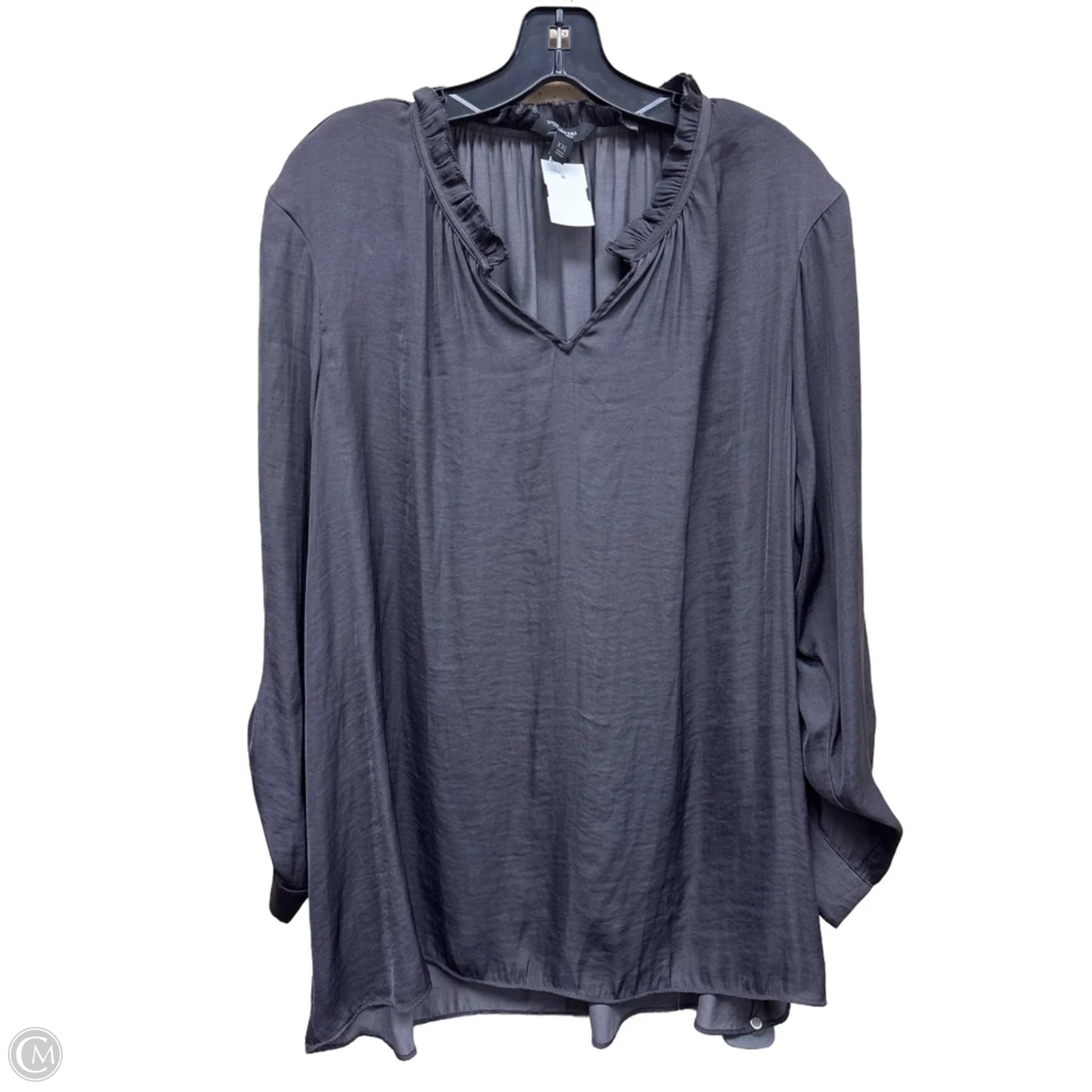 Top Long Sleeve By Simply Vera In Grey, Size: Xxl