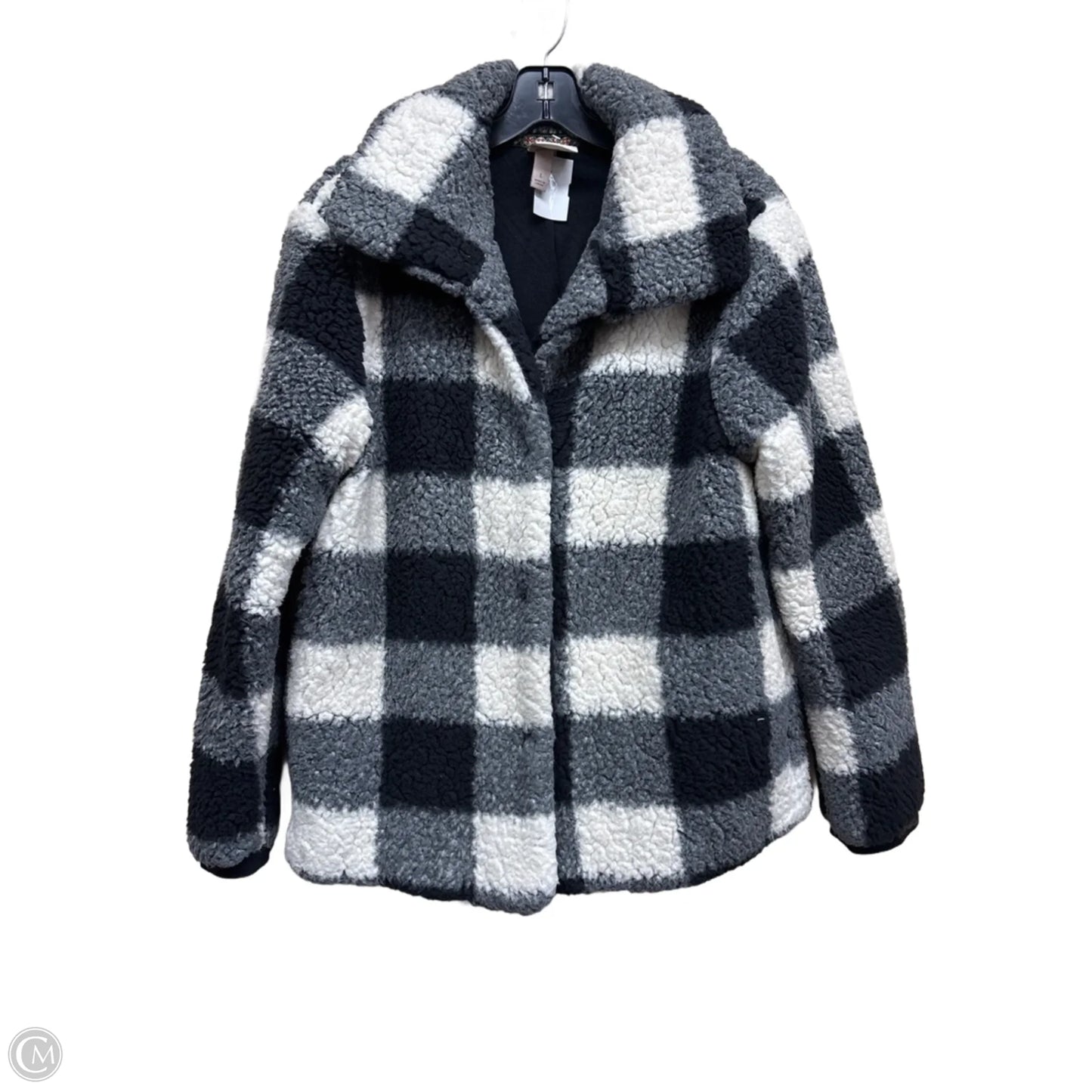 Jacket Faux Fur & Sherpa By Knox Rose In Black & White, Size: L