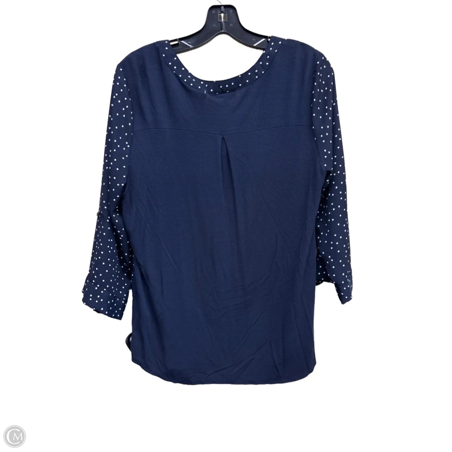 Top Long Sleeve By Fortune & Ivy In Polkadot Pattern, Size: M