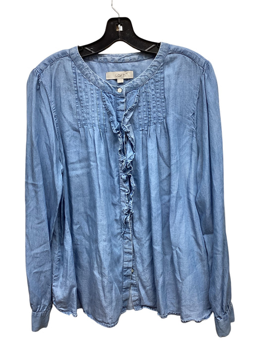 Top Long Sleeve By Loft In Blue Denim, Size: L