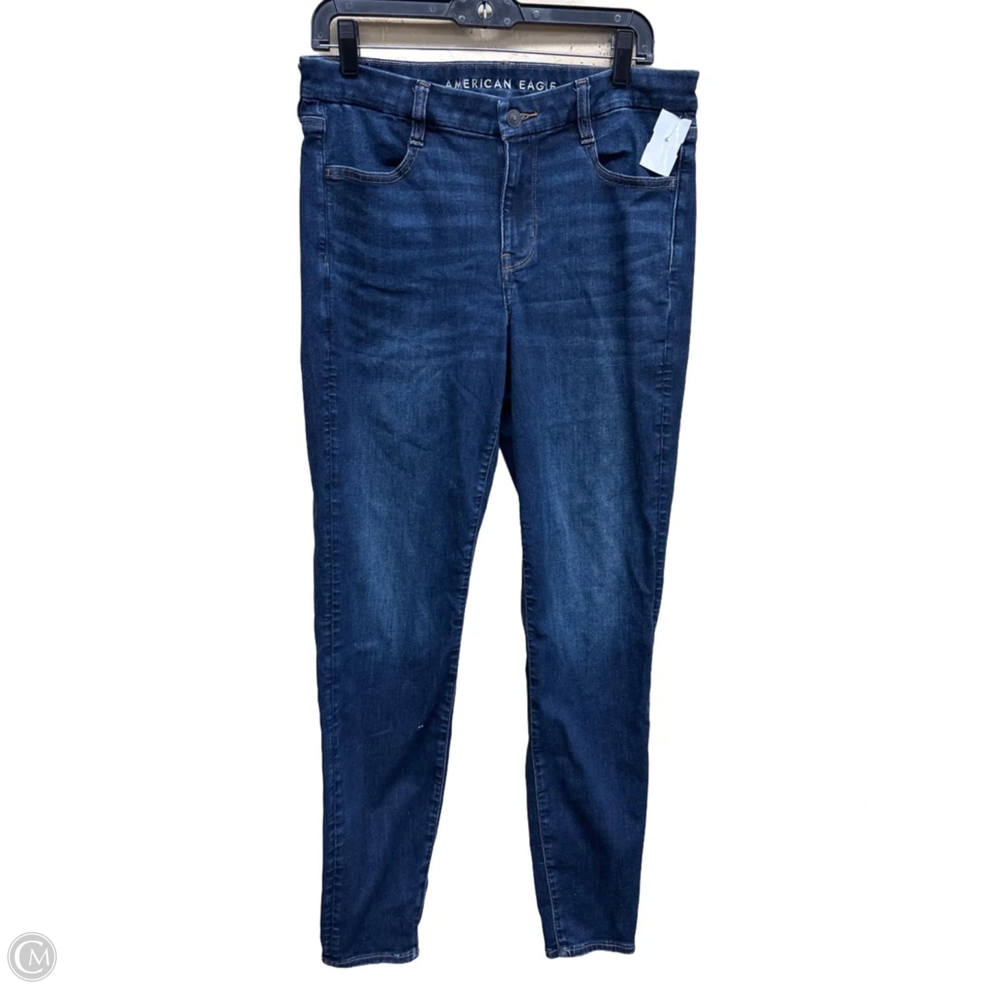 Jeans Skinny By American Eagle In Blue Denim, Size: 14