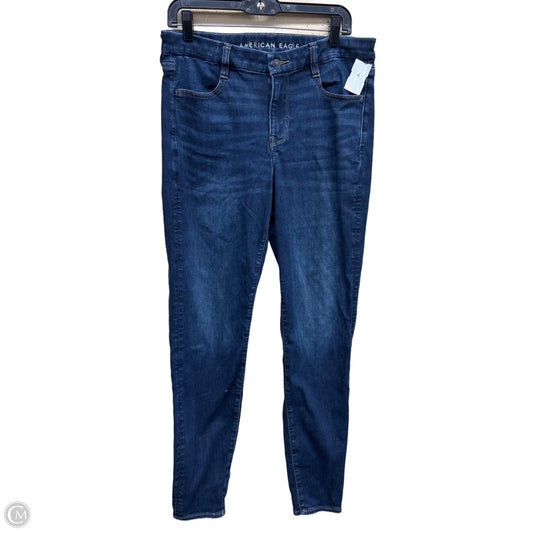 Jeans Skinny By American Eagle In Blue Denim, Size: 14