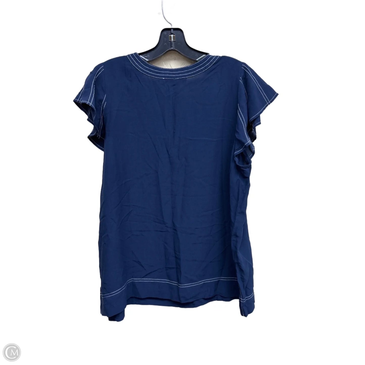 Top Short Sleeve By Loft In Navy, Size: L