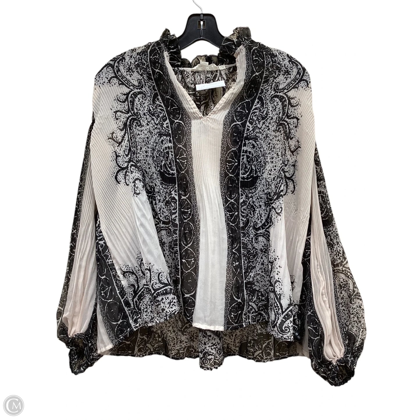 Top Long Sleeve By Forever That Girl In Black & Cream, Size: Xs