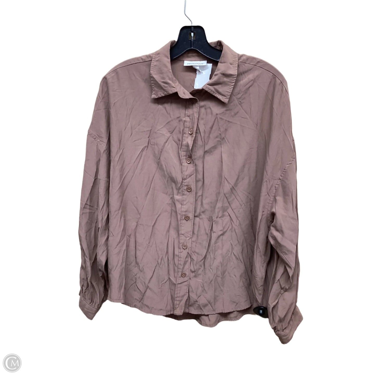 Top Long Sleeve By Prologue In Brown, Size: S