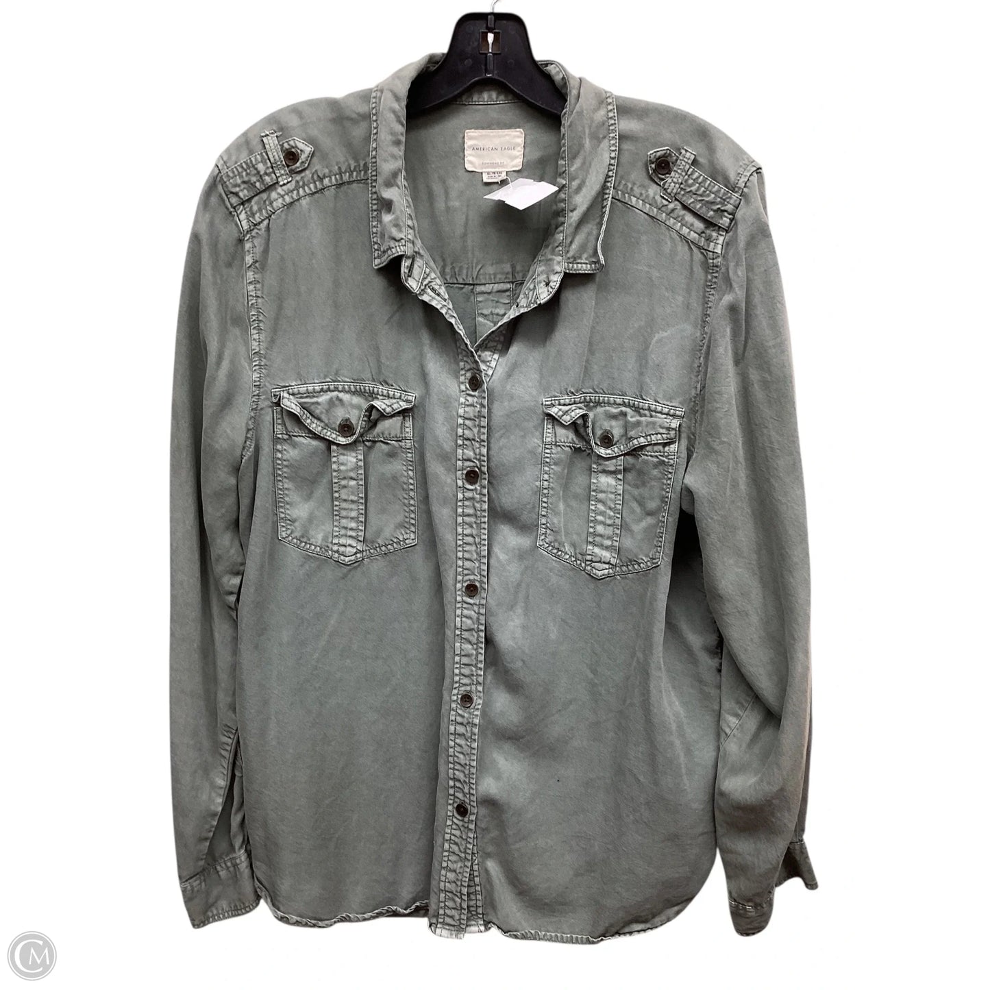 Top Long Sleeve By American Eagle In Green, Size: Xl