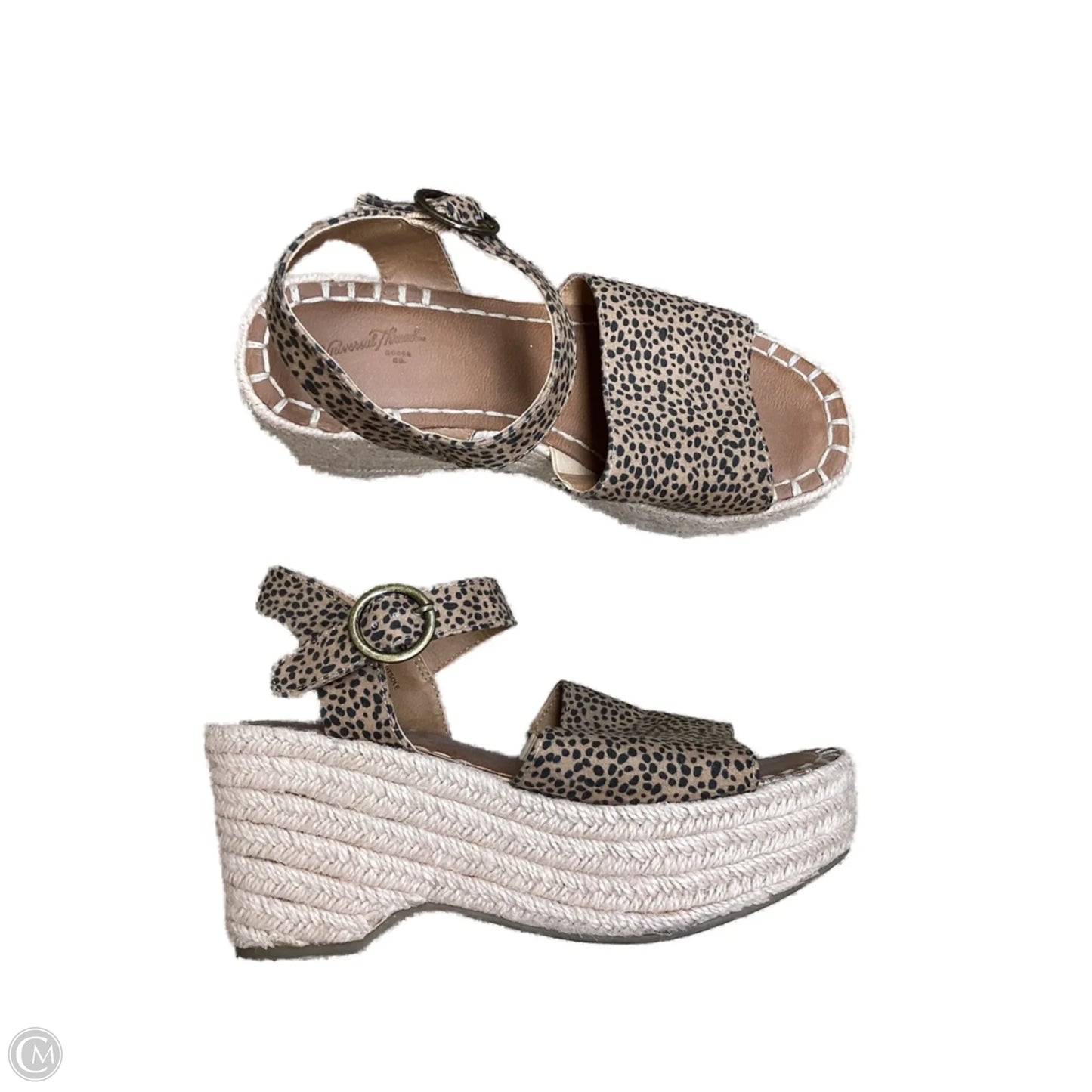 Sandals Heels Wedge By Universal Thread In Animal Print, Size: 6