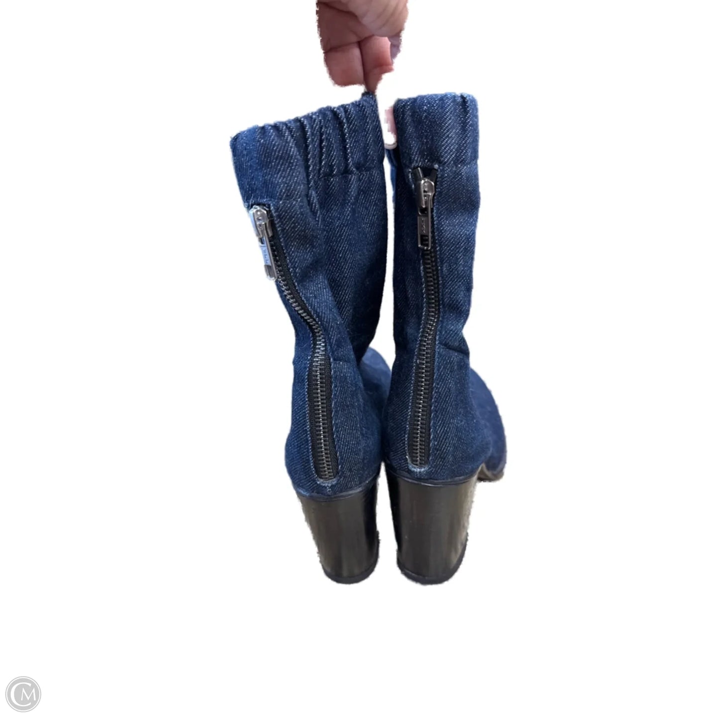 Boots Ankle Heels By Clothes Mentor In Blue Denim, Size: 9