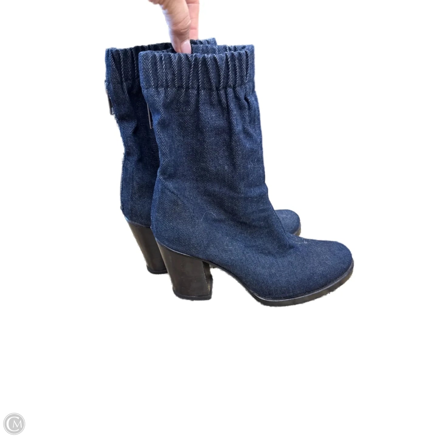 Boots Ankle Heels By Clothes Mentor In Blue Denim, Size: 9