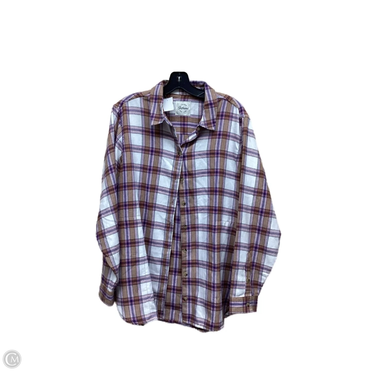 Top Long Sleeve By Jachs Girlfirend In Plaid Pattern, Size: L
