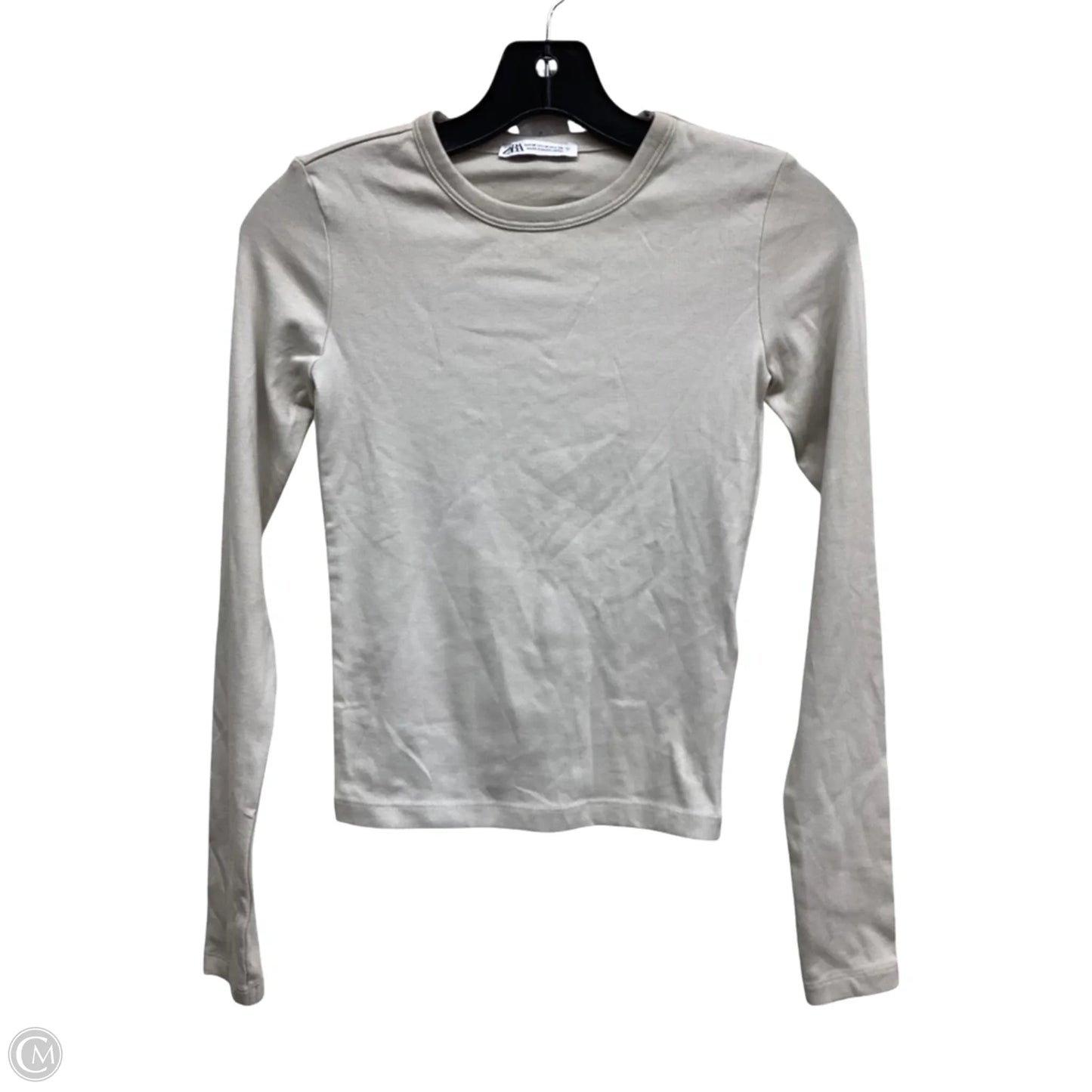Top Long Sleeve By Zara In Tan, Size: M