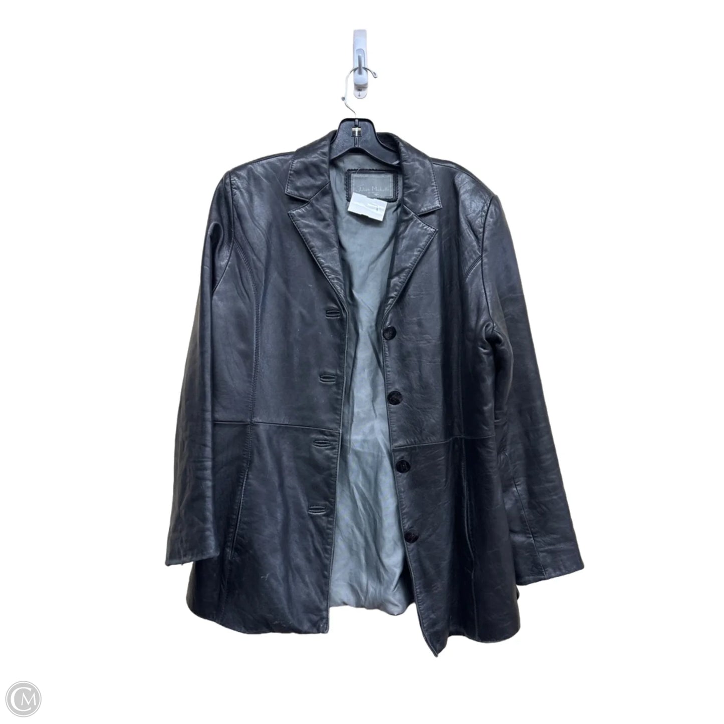 Jacket Leather By Clothes Mentor In Black, Size: L