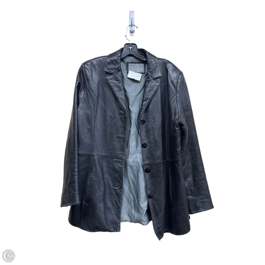 Jacket Leather By Clothes Mentor In Black, Size: L