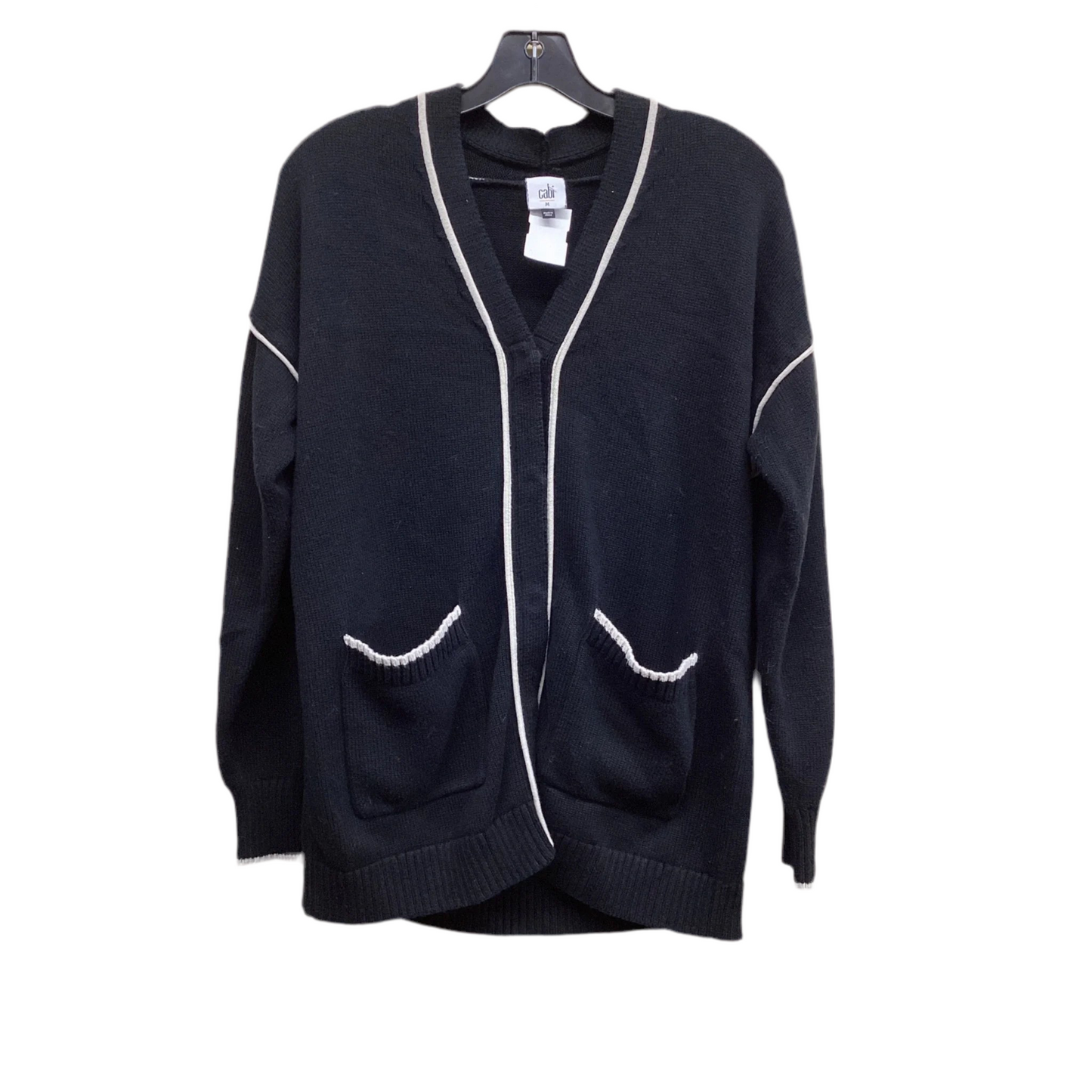 Sweater Cardigan By Cabi In Black & Cream, Size: M