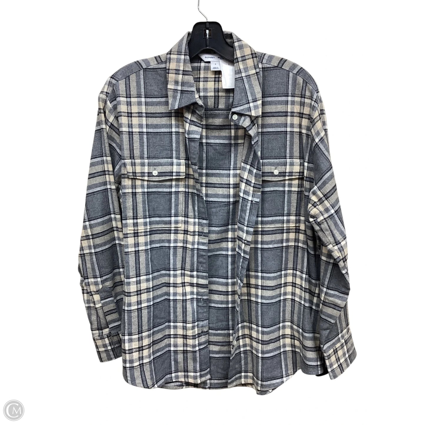 Top Long Sleeve By Old Navy In Plaid Pattern, Size: S