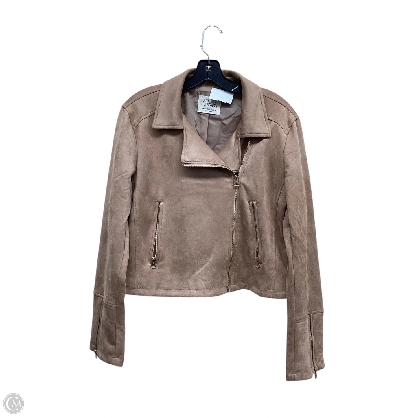 Jacket Moto Leather By Ashley In Tan, Size: L