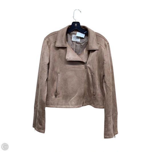 Jacket Moto Leather By Ashley In Tan, Size: L