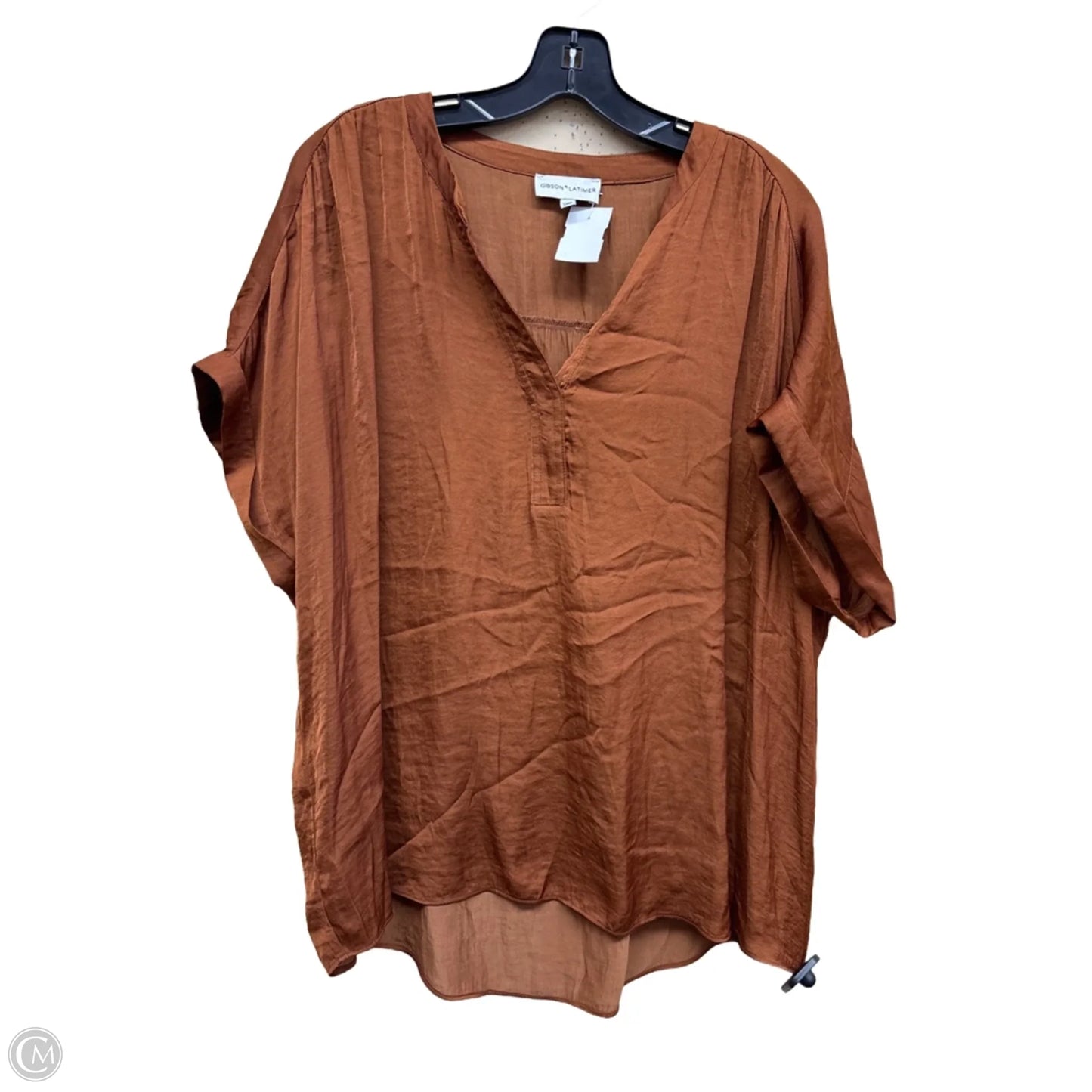 Top Short Sleeve By Gibson And Latimer In Bronze, Size: L