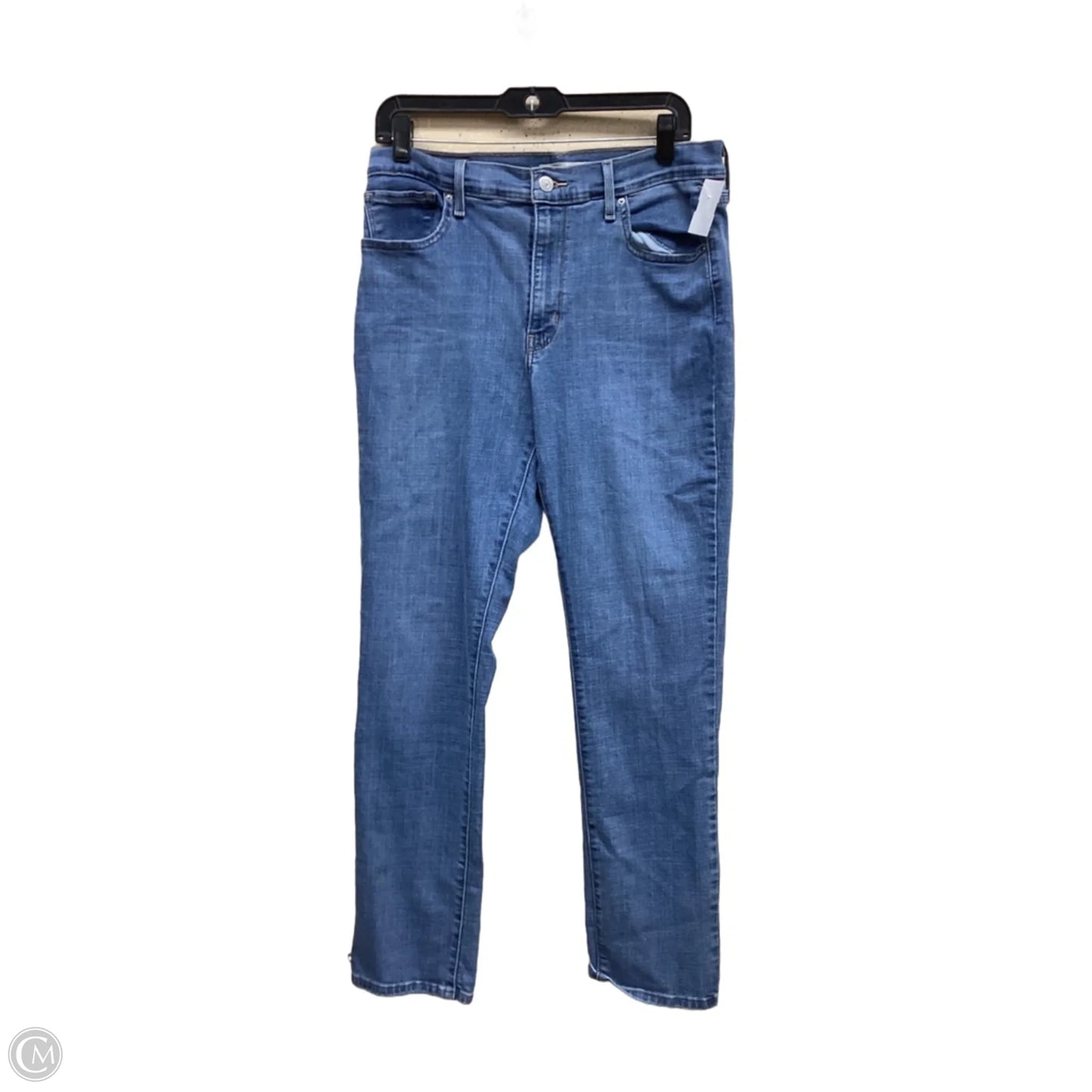 Jeans Straight By Levis In Blue Denim, Size: 14