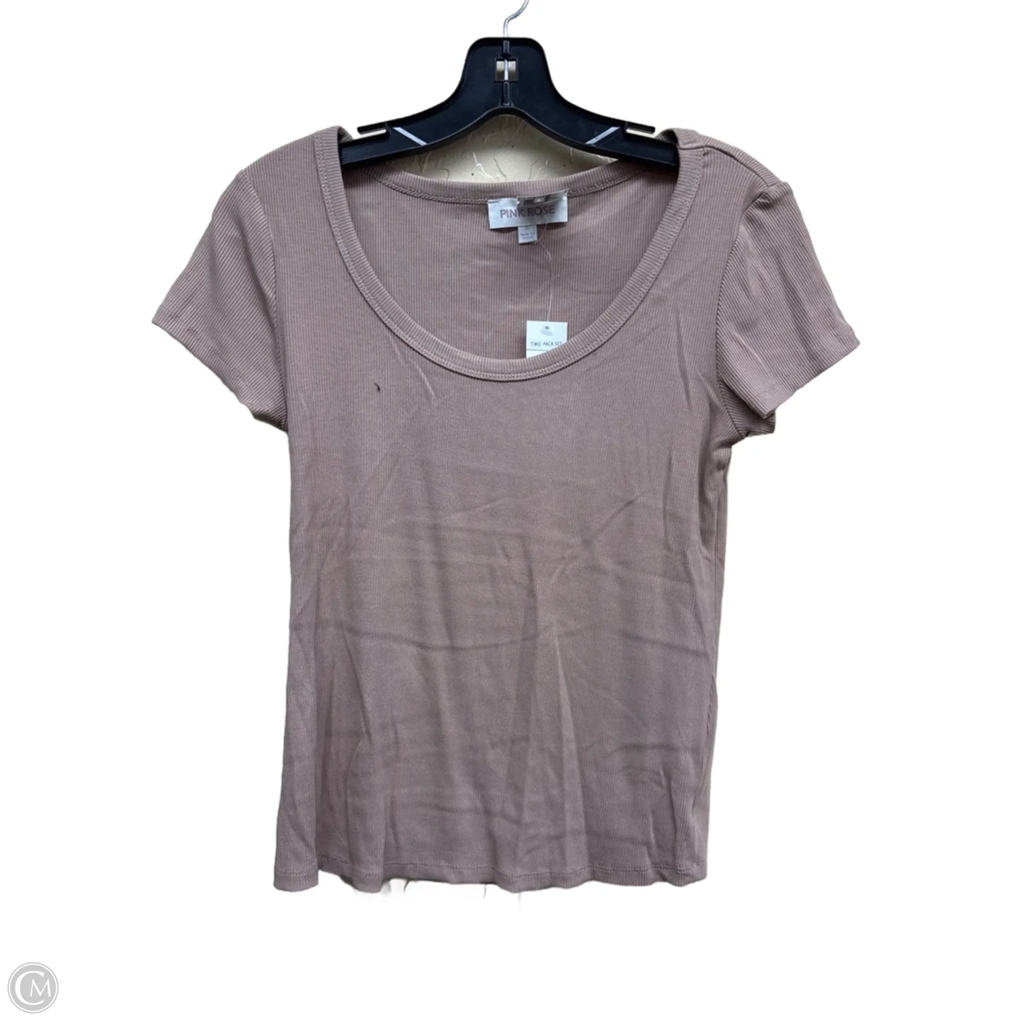 Top Short Sleeve By Pink Rose In Tan, Size: L