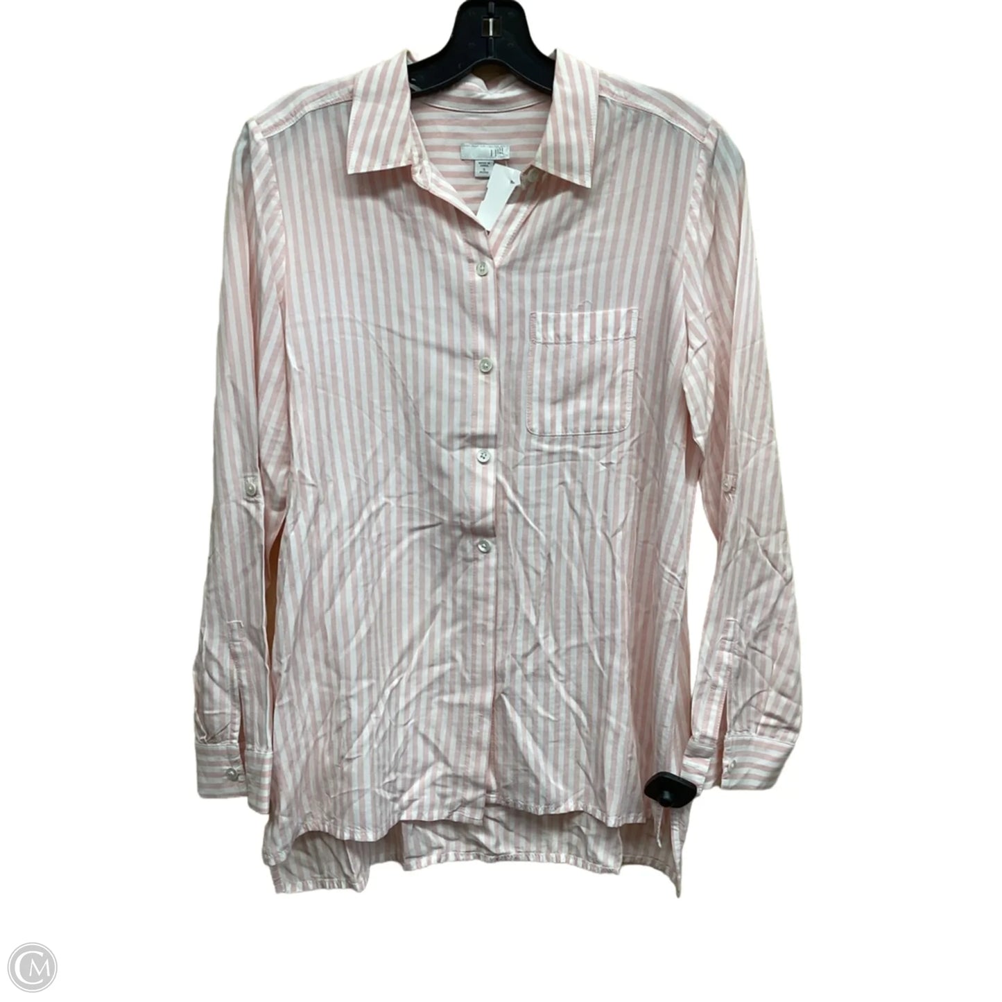 Top Long Sleeve By J. Jill In Pink & White, Size: S