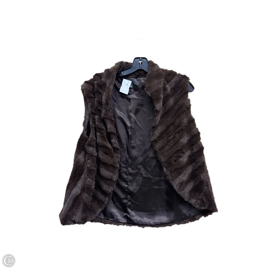 Vest Faux Fur & Sherpa By Donna Ricco In Brown, Size: L