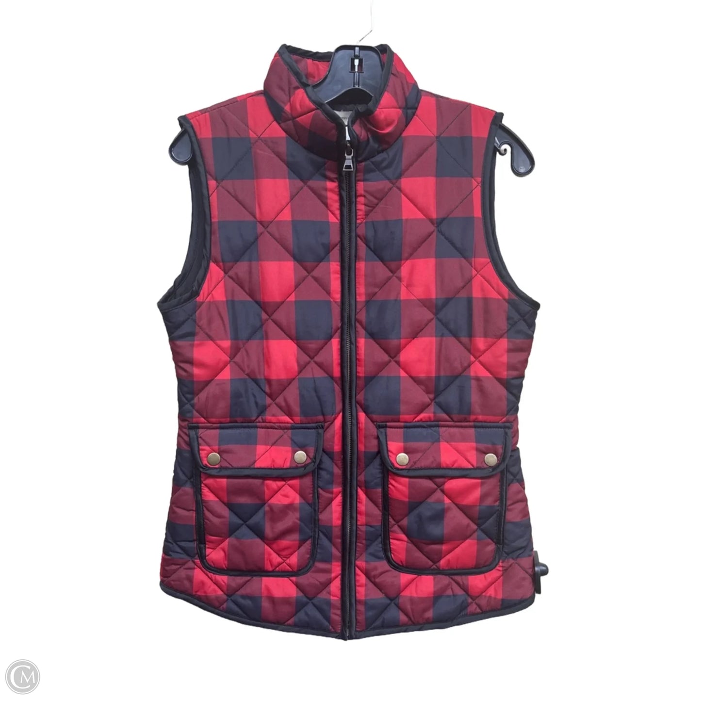Vest Puffer & Quilted By Cremieux In Black & Red, Size: S