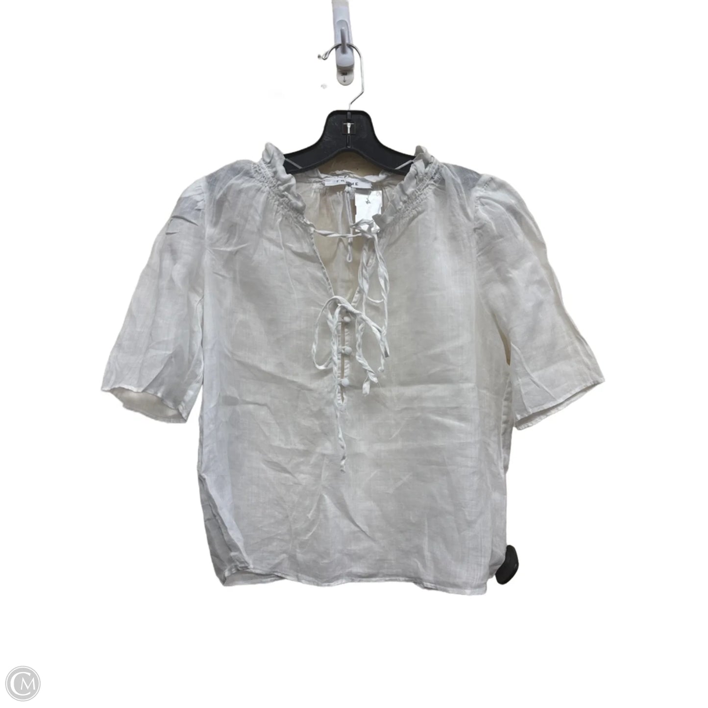 Top Short Sleeve By Frame In White, Size: S